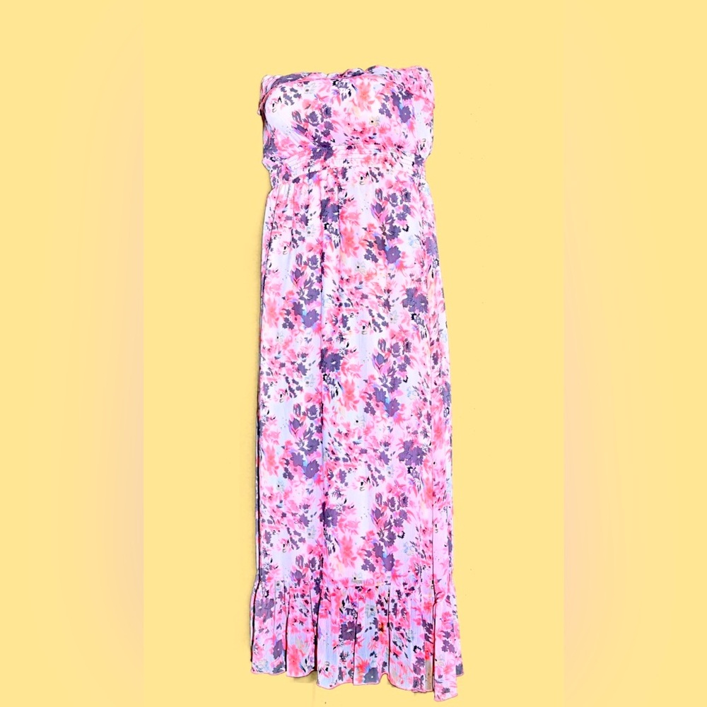 Strapless floral maxi dress